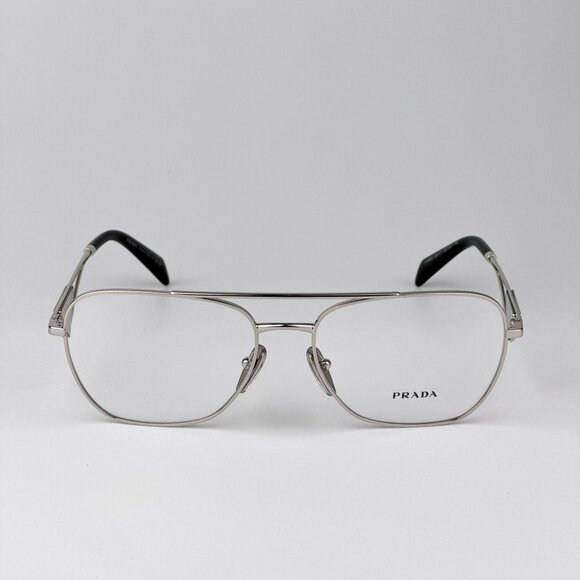 Prada PRB50V Eyeglasses – Silver Rectangle Frame | Model 1BC1O1 - Picture 1 of 9